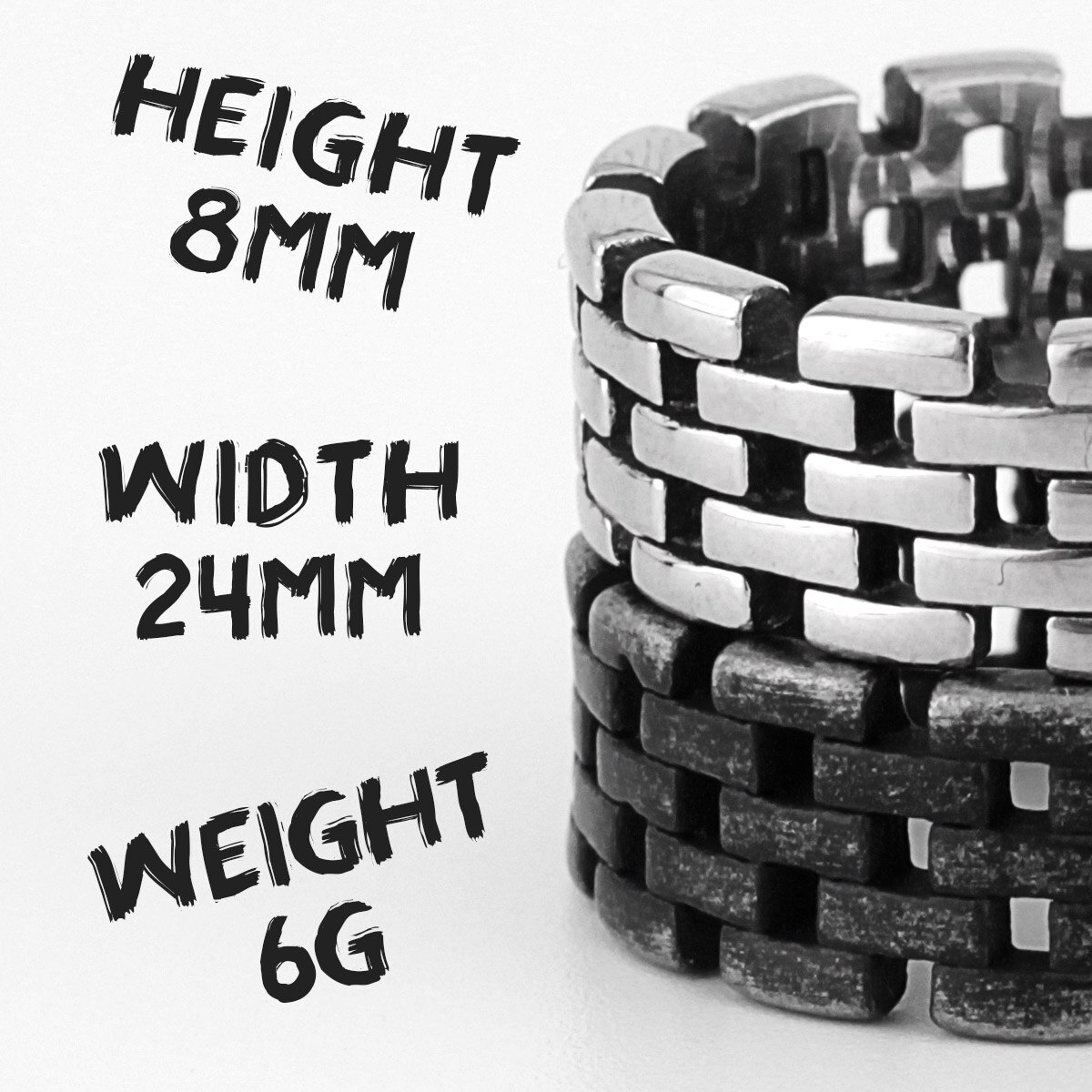 Vintage Black Hollow Chain Stainless Steel Mens Rings Punk Hip Hop Simple for Male Boyfriend Jewelry Creativity