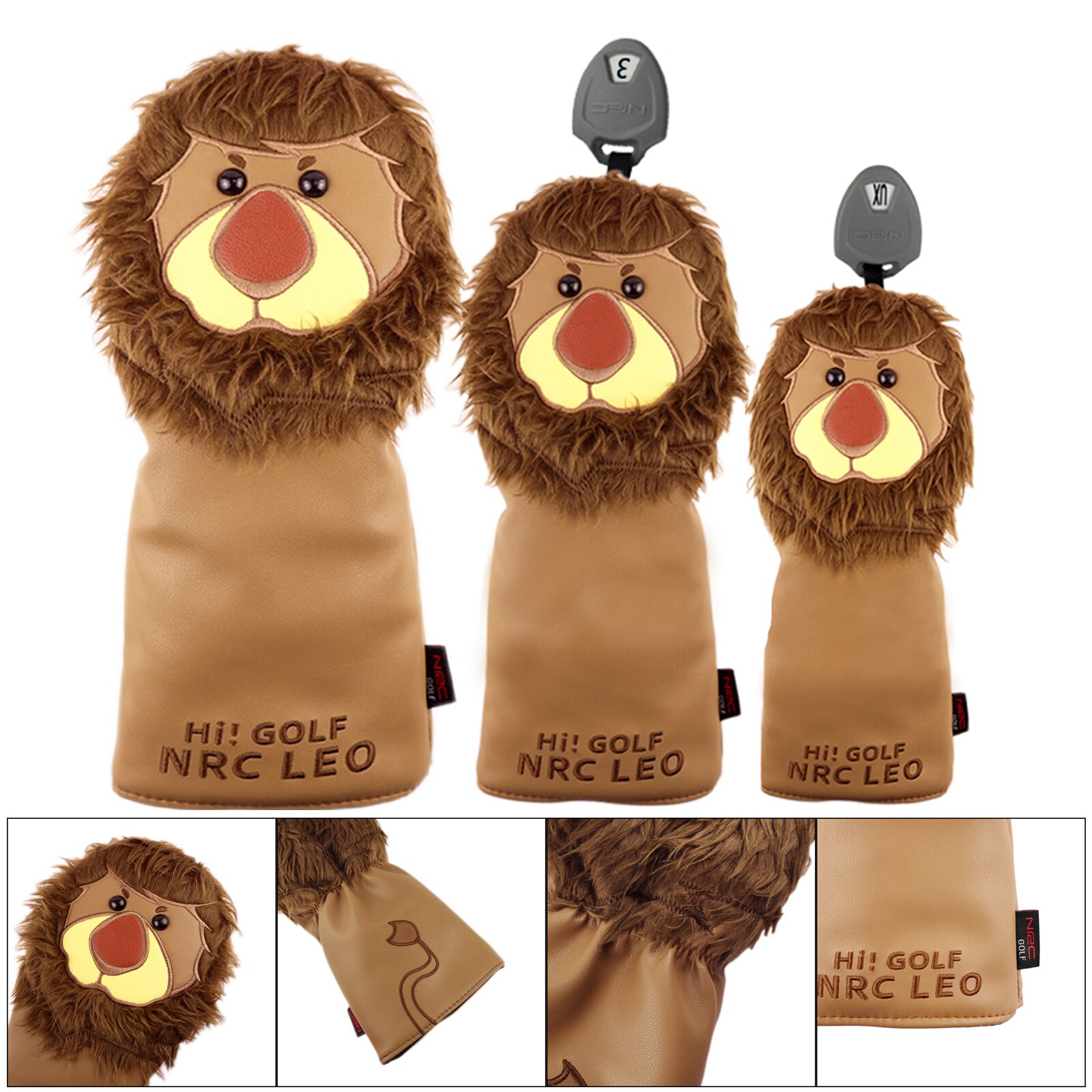 PU Leather Lion Animal Golf Club Head Cover Headcover for 460 Cc Wood Driver Golf Accessories