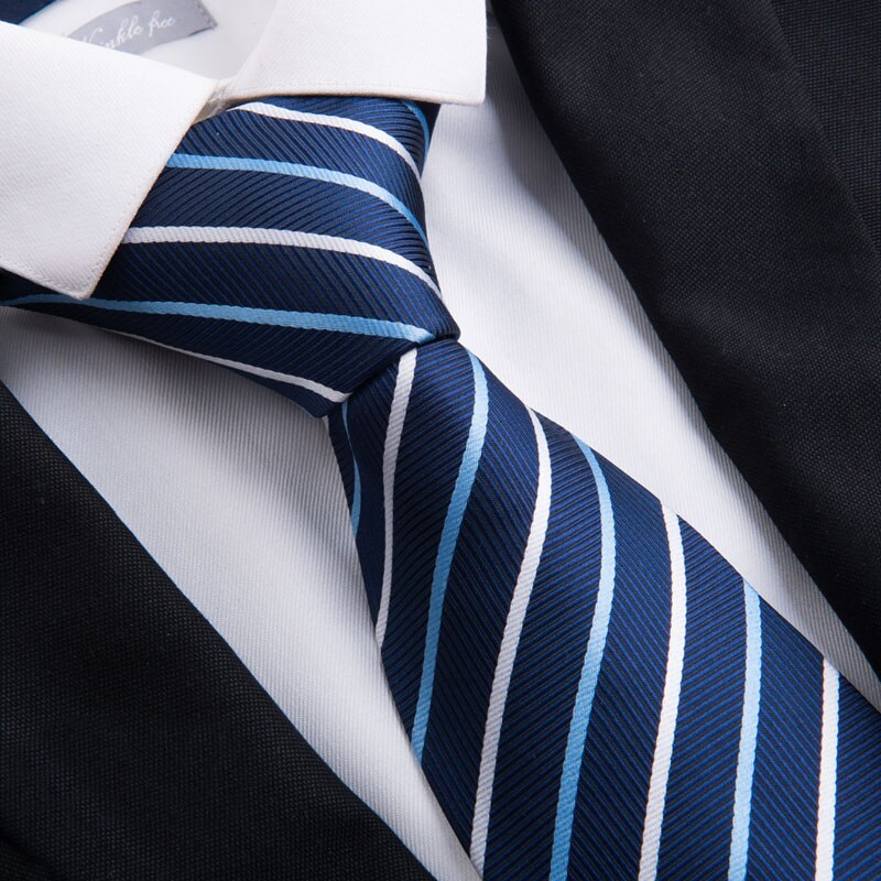 Corbata clásica de 8 cm para hombre a rayas para ceremonia de boda y cita, corbatas formales de de seda sintética con caja de: Color 10