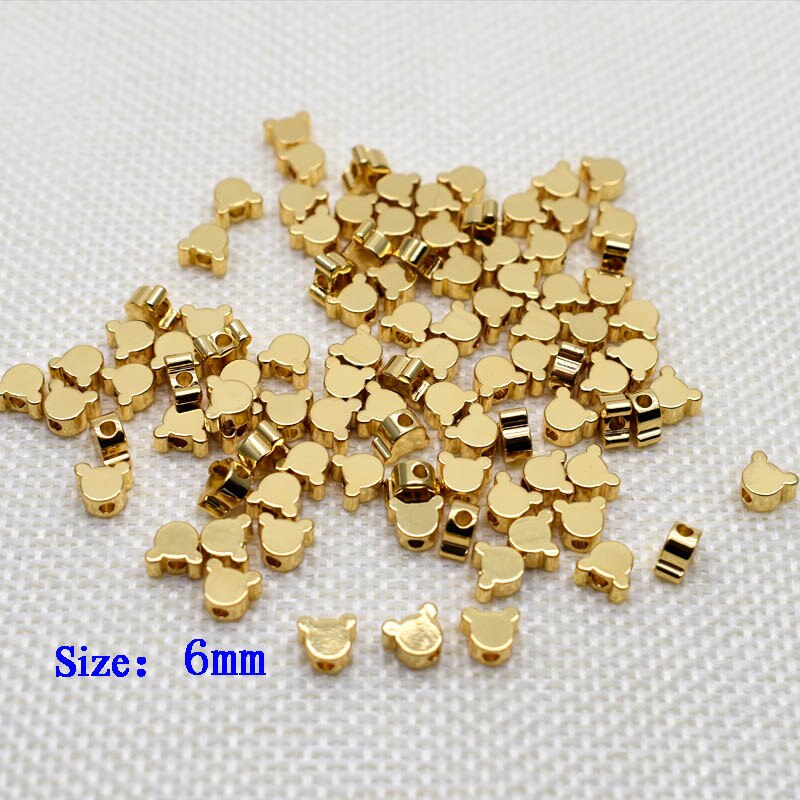 6mm Pentagram heart cross Butterfly shape Beads Metal Copper beads Gold Loose beads for Jewelry Making DIY Bracelet hole 1.7mm: A005-6mm-10pcs