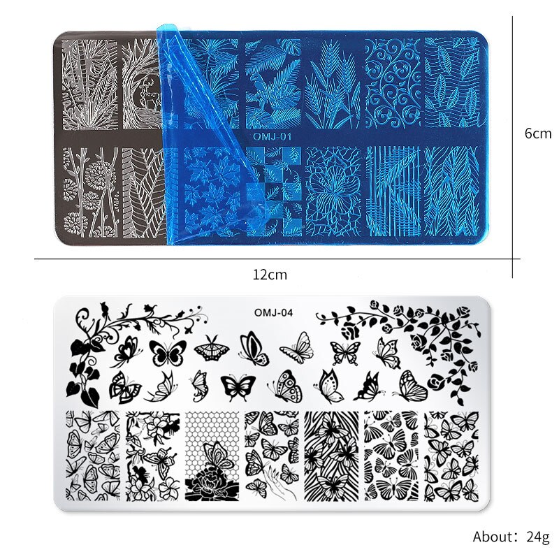1Pc Nail Art estampage modèle plaque papillon géométrique en acier inoxydable transfert pochoirs ongles modèle bricolage polonais imprimer Image