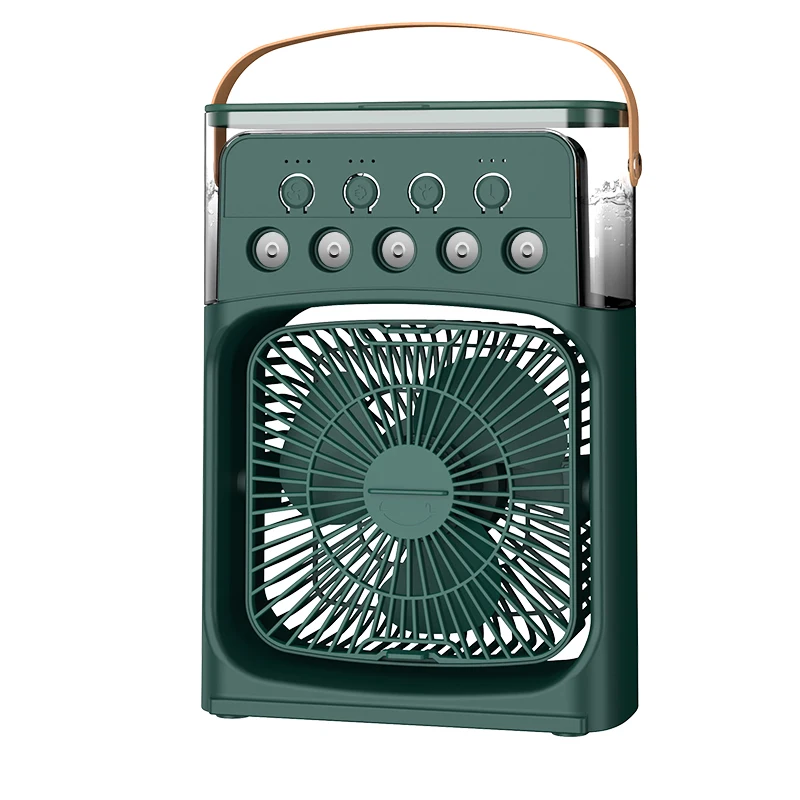 Mini humidificador portátil 3 en 1 con ventilador enfriador de aire de CA con luz LED para el hogar, oficina, dormitorio, Camping, refrigeración: Rojo