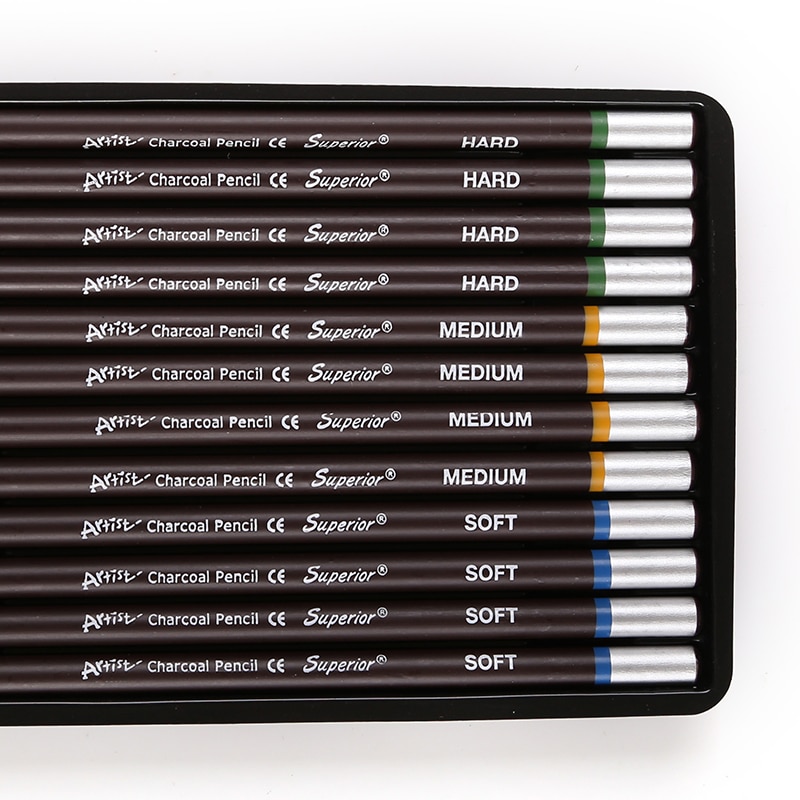 Overlegen 12 stk hård medium soft sketch trækul blyanter tegning blyanter sæt til skolen standard blyant kunstartikler