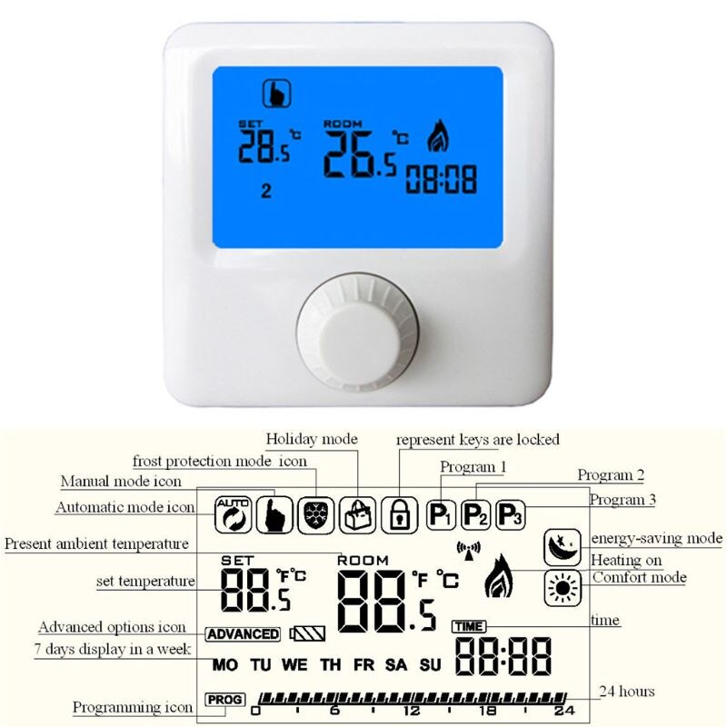 LCD Display Wall-hung Gas Boiler Thermostat Weekly Programmable Room Heating Digital Temperature Controller Thermostat J0PE
