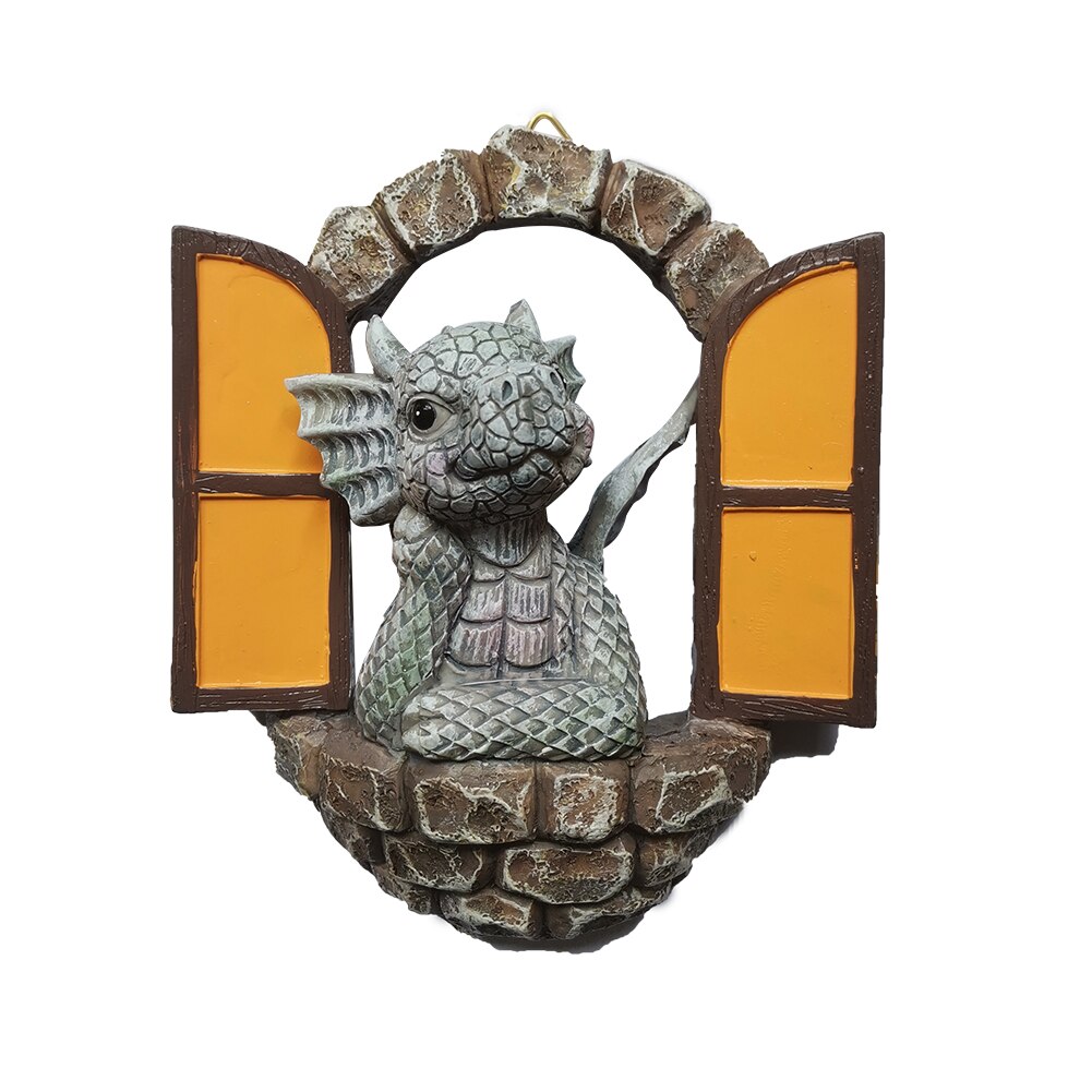 Resin Miniature Fairy Gnome Window Door Elf Garden Sculpture Statues Tree Decor for Yard Art Sculpture Statue Outdoor Decor: E