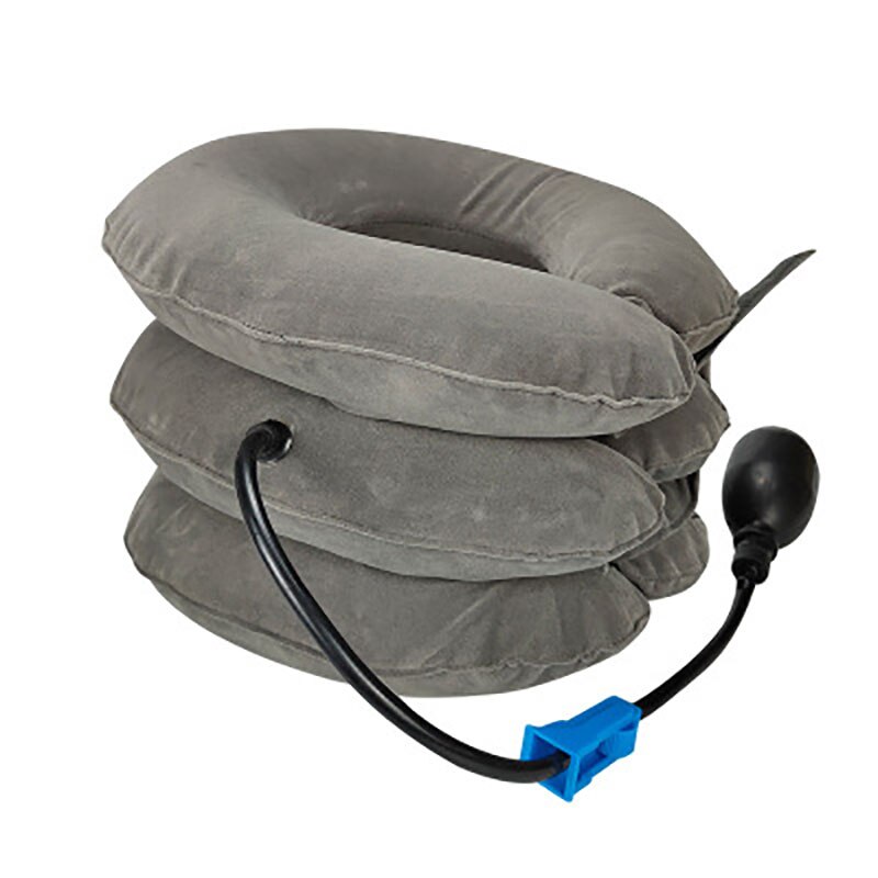 Air gonflable col Cervical cou Traction tracteur soutien Massage oreiller soulagement de la douleur Relax soins de santé cou tête civière: Gris