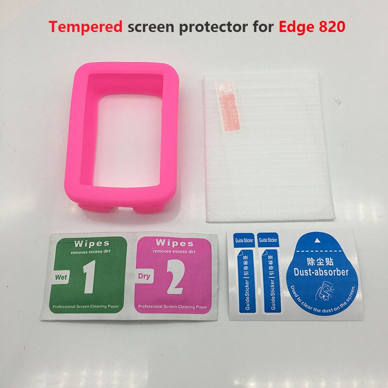 Gel Edge 820 – boîtier de protection en caoutchouc pour vélo, GPS, ordinateur, avec Film de protection d&#39;écran, pour Garmin Edge 820: Pink Tempered