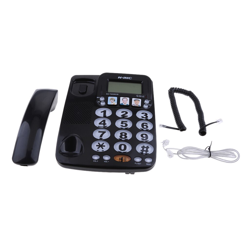 Fixed Telephone Home Hotel Fast Dial Amplified Photo Phone KX-2035CID: Black