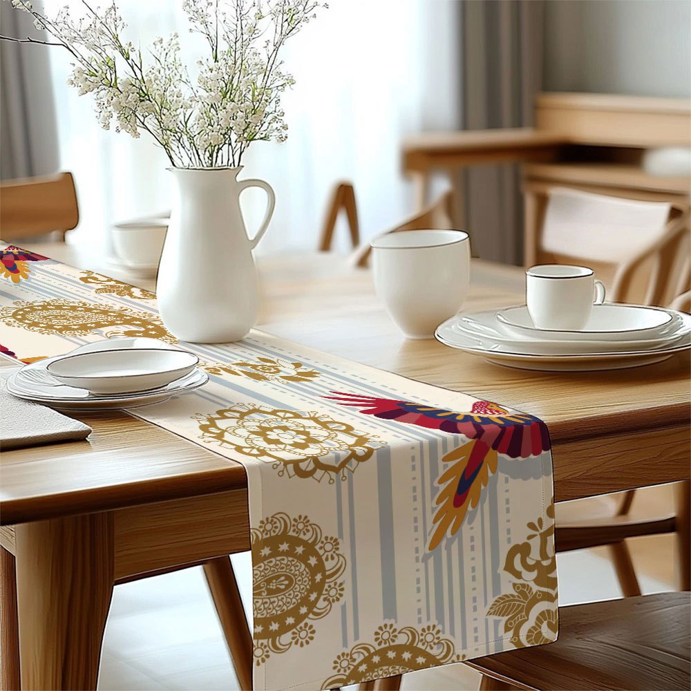 Bordlöpare med mandalamönster, indisk boho-dekor i paisley-stil, för kök och inomhusfester