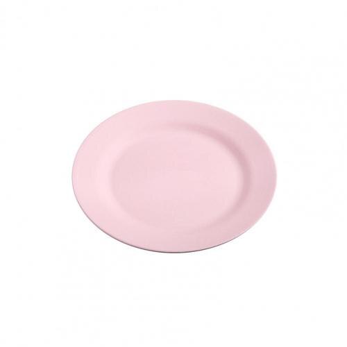 Reusable Attractive Anti-slid Base Easy Clean Food Plate Portable Food Plate Stackable for:  Pink 25cm