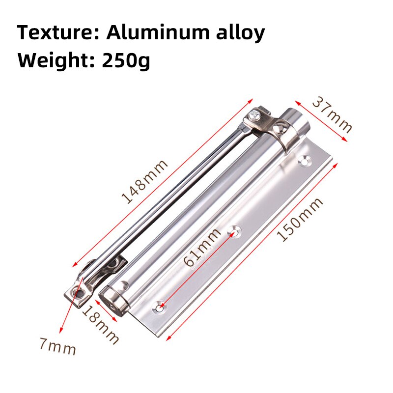 Mx justerbar automatisk dörrstängningsanordning, dörrstängare i aluminiumlegering, inbyggd stark fjäder, lämplig för branddörr 40kg: Små