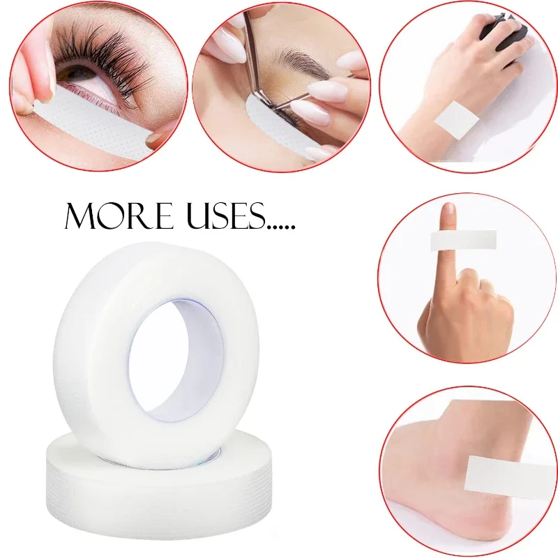 Cinta para pestañas, tela adhesiva transparente, 9m/10 yardas/rollo, cinta adhesiva de tela microporosa transpirable para suministro de extensiones de pestañas