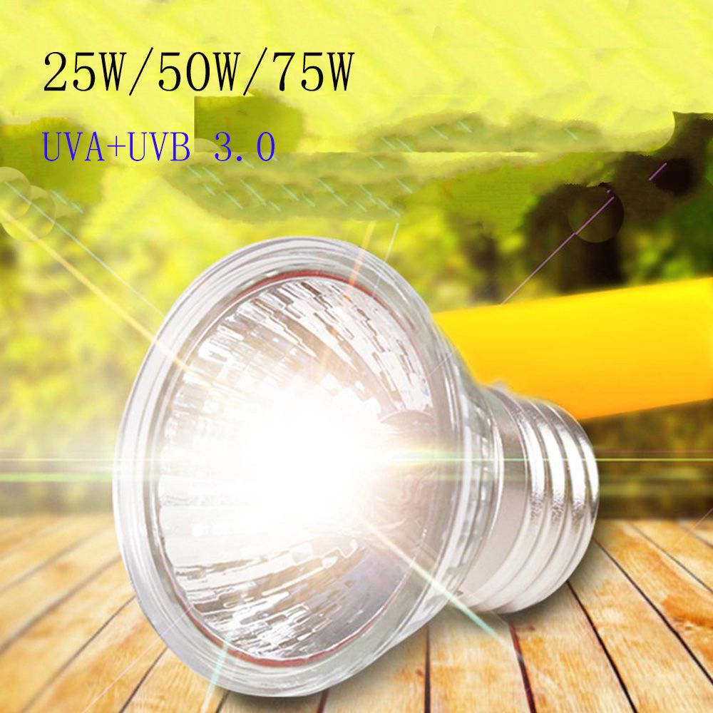 25/50/75W UVA+UVB 3.0 Reptile Lamp Bulb Turtle Basking UV Light Bulbs Heating Lamp Amphibians Lizards Temperature Controller