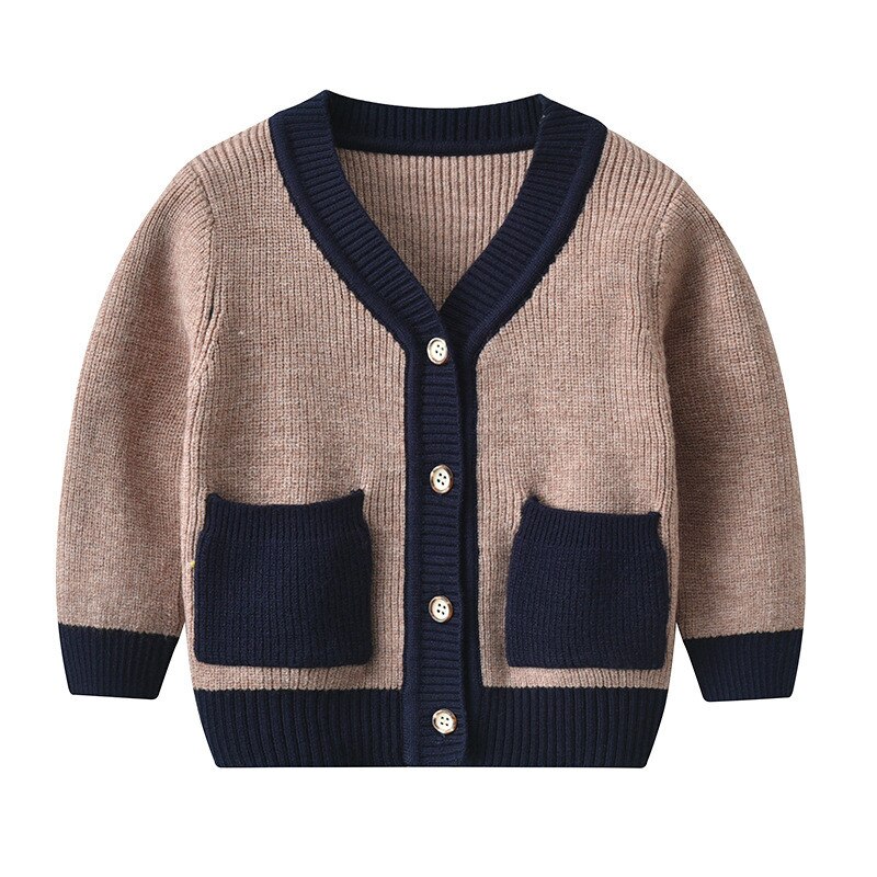 Drenge trøjer baby drenge cardigans striktøj til børn ren bomuldsjakke efterår børn trøjer drenge tøj: Grå / Højde (80 cm)