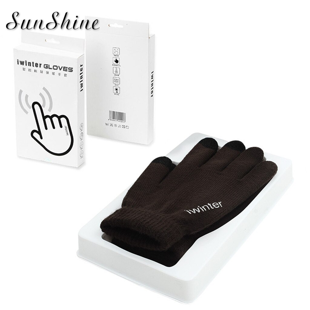 Letter Winter Gloves Women Men Knitted Gloves Thermal Touch Screen Black Gloves Men Mittens Thermal Knit Warm Glove