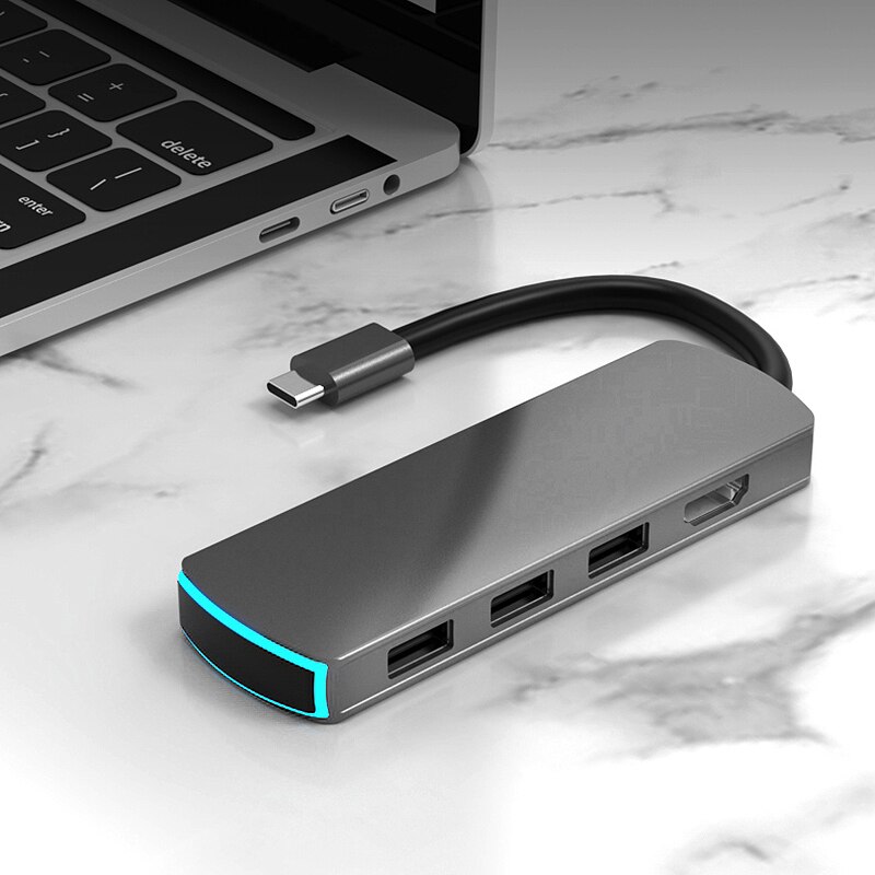 6 In 1 Usb C Laptop Docking Station 3 Usb 3.0 + 4K Hdmi + Tf + Sd type C Poorten Dock Usb Hub/Type C Data Hub