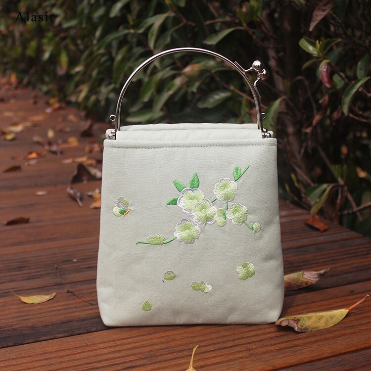 Alasir Tote Bag - Embroidered Canvas Handbag - Fresh Literature Art Style