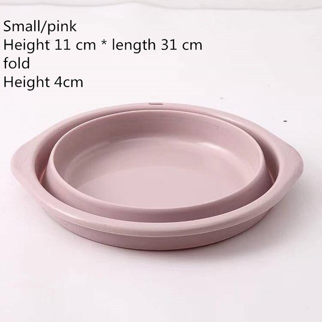 Travel portable folding basin household multi-purpose washbasin can be hung kitchen sink folding washbasin: Pink small