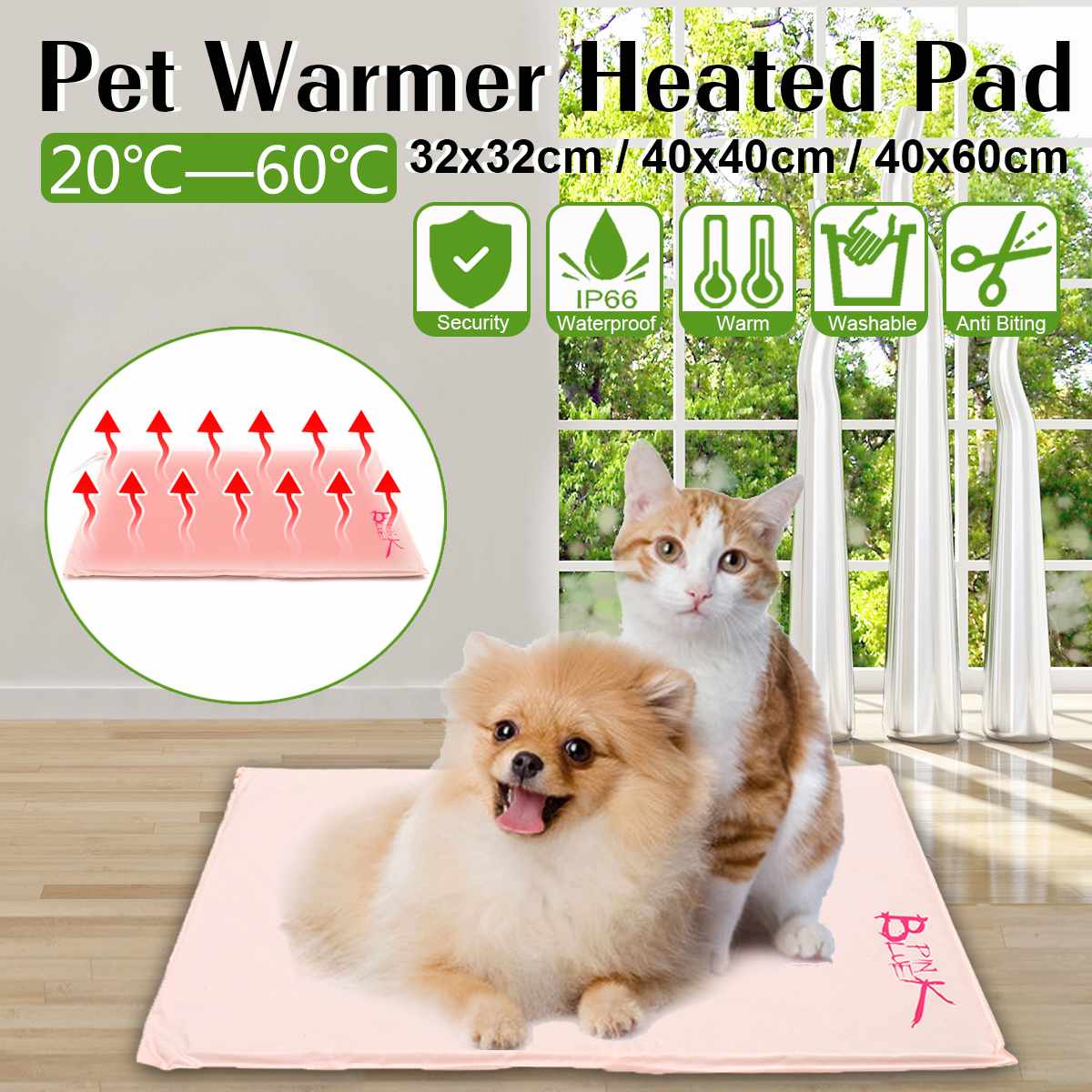 S/M/L 20W Hond Kat Elektrische Warmte Pad Temperatuur Verstelbare Pet Bed Deken Puppy Bunny Heater mat Herfst Winter Kussen