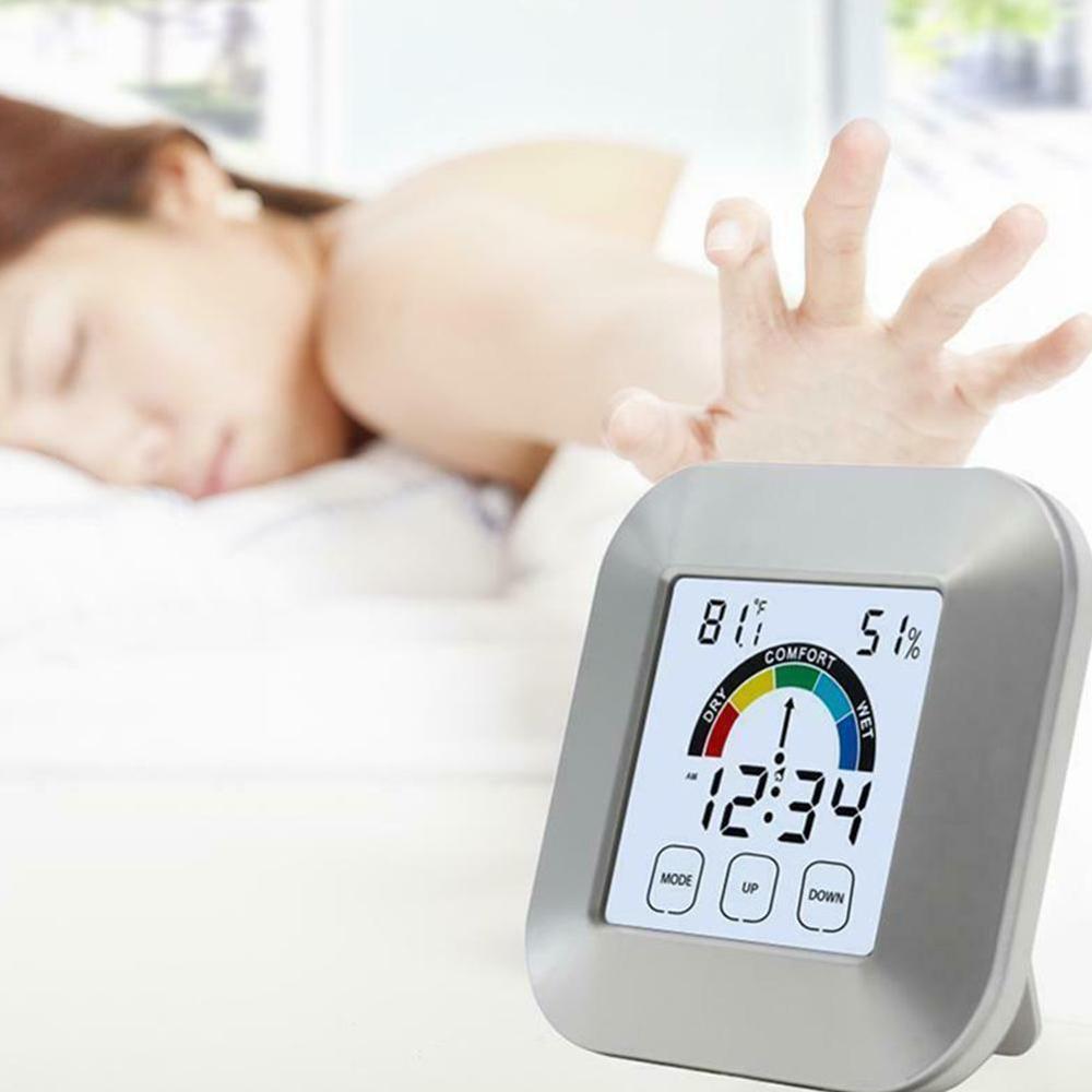 Digital Thermometer Hygrometer Humidity Meter Room Temperature Clock Indoor Mini Room Weather Thermometer Station O1A7
