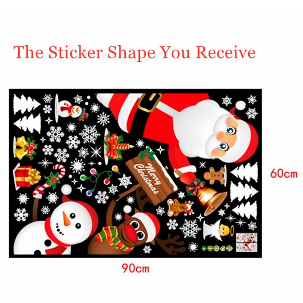 Santa Claus Snowflake Snowman Sticker Christmas PVC Wall Decals DIY Xmas Shop Mall Wallpaper House Window Decor