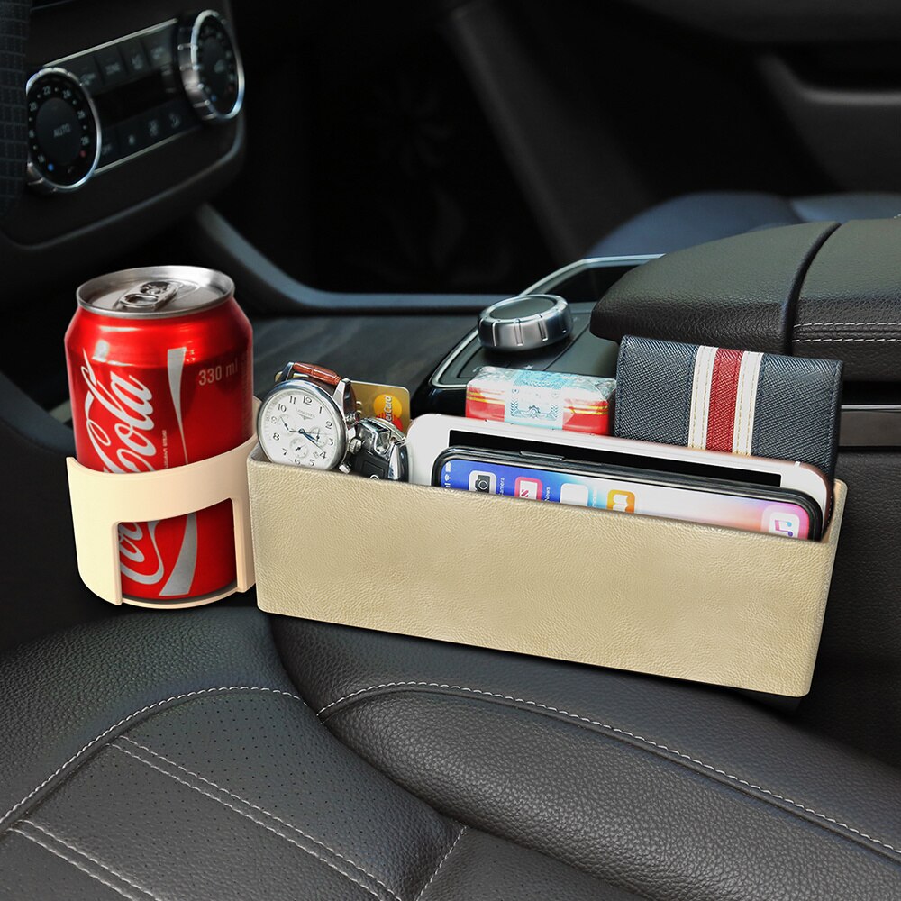 Werksverkauf Autositz Spalt Aufbewahrungsbox Slot Multifunktions-Organizer Auto Faltbarer gesteppter Getränkehalter Auto-Innenzubehör