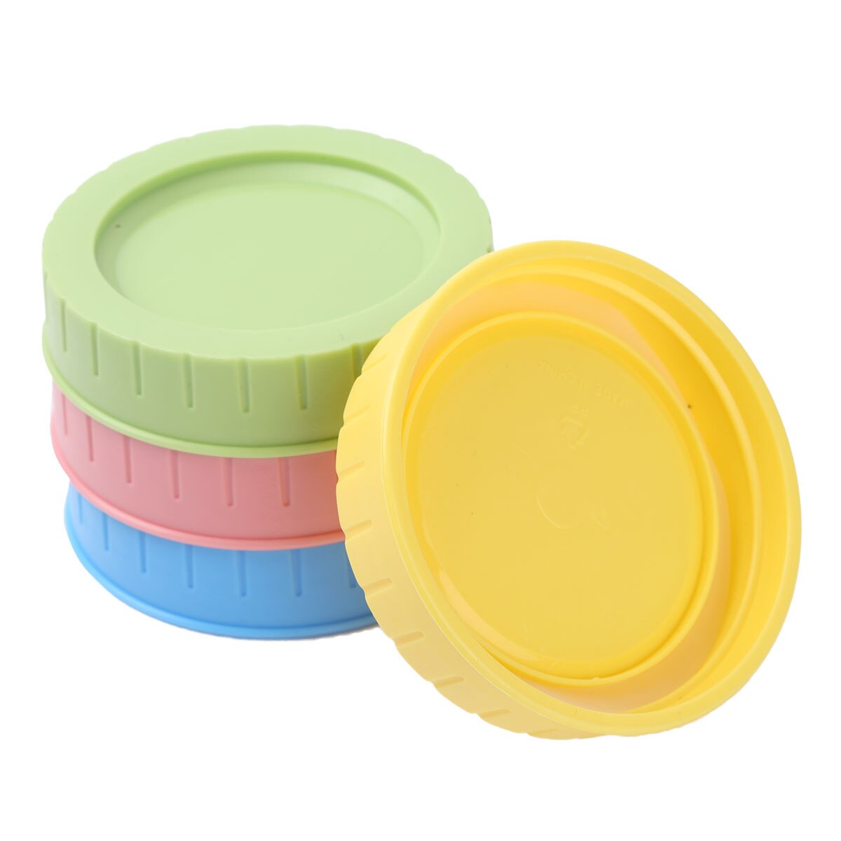 US STOCK 4Pcs 70mm Mason Jar Lids Plastic Leakproof Replacement Caps Lids Silicone Sealing O Rings Canning Drinking Jars Lids