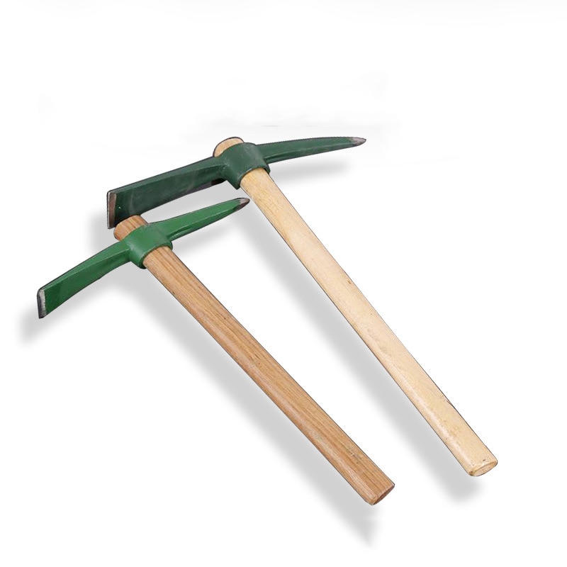 Wooden handle sanding cross small hoe small yin hoe agricultural garden construction tool engineering Pickaxe