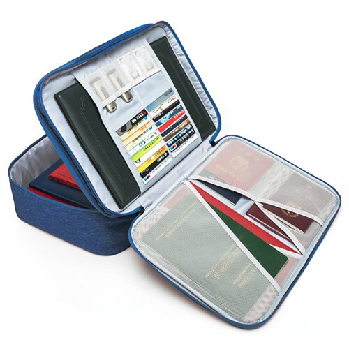 Durável livro a4 multi-funcional pacote de documentos dupla camada impermeável pano organizado zip tote negócios pastas bolsa: Navy A