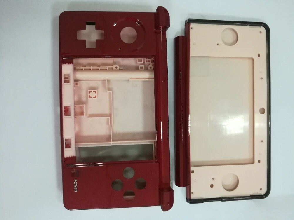 Carcasa completa para consola Nintendo 3DS, carcasa de cristal de goma pequeña para consola 3ds: Rojo
