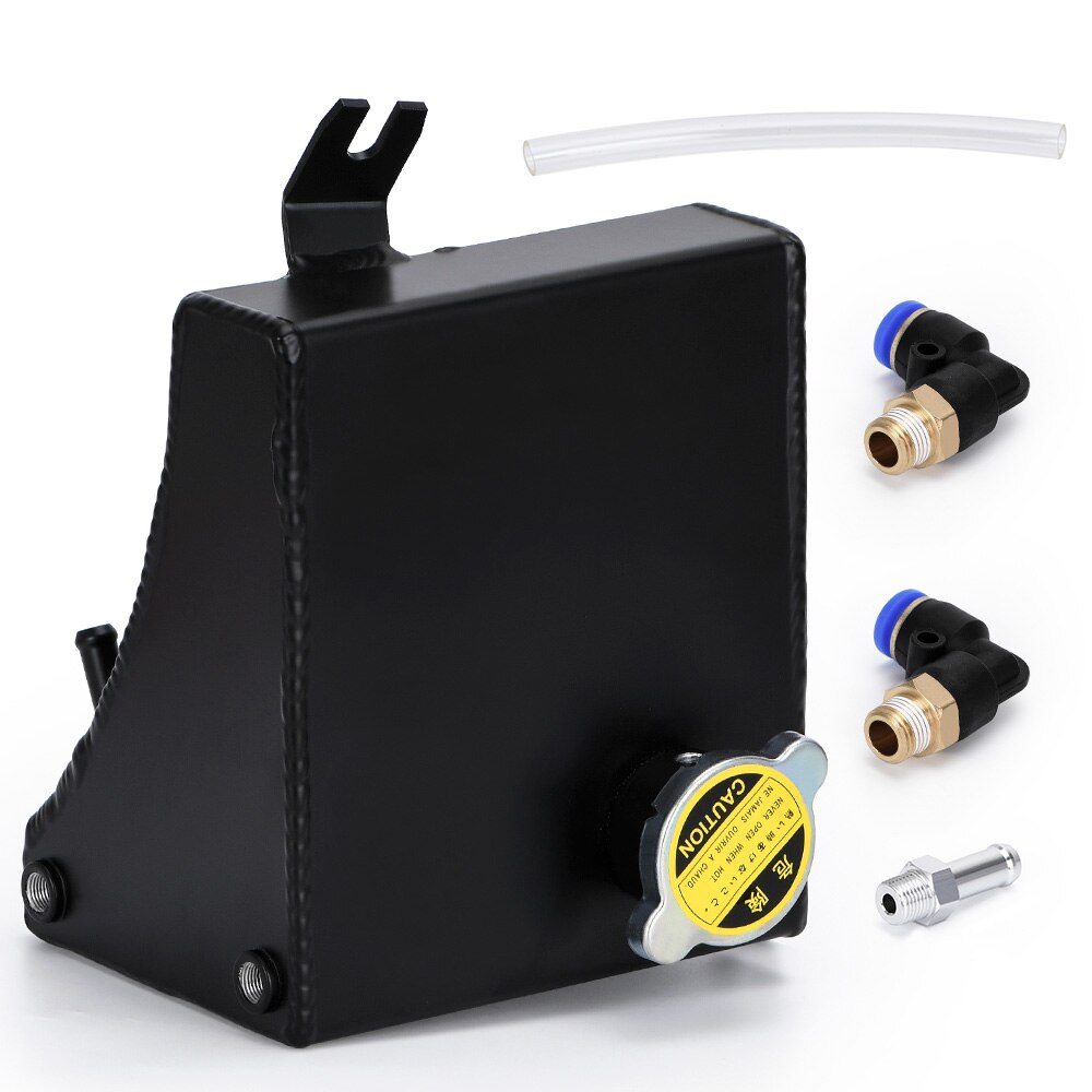 Racing Aluminum Coolant Overflow Tank Reservoir Can With Cap For 89-94 Nissan 240SX S13: Dark Grey