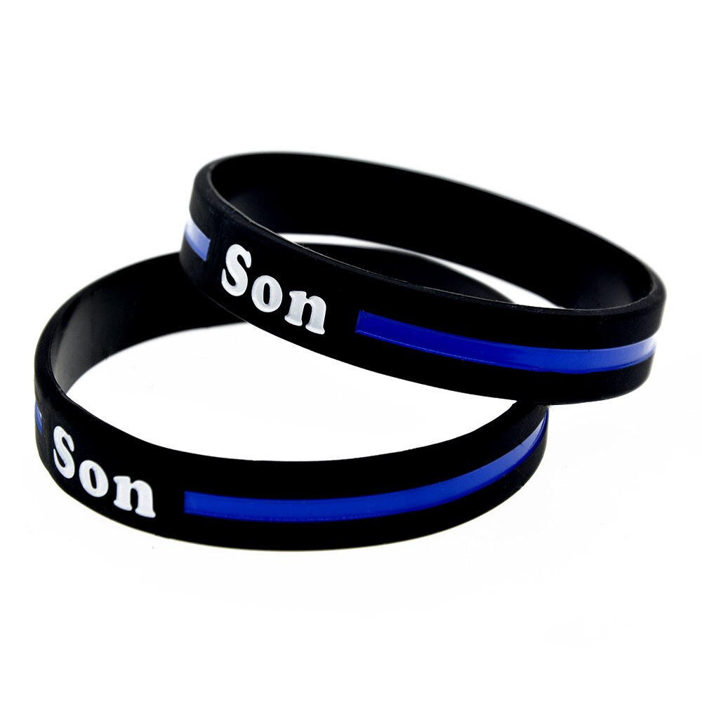 Pulseira de borracha de silicone son obh, 1 peça, linha azul, pulseira estampada e preenchida em cor