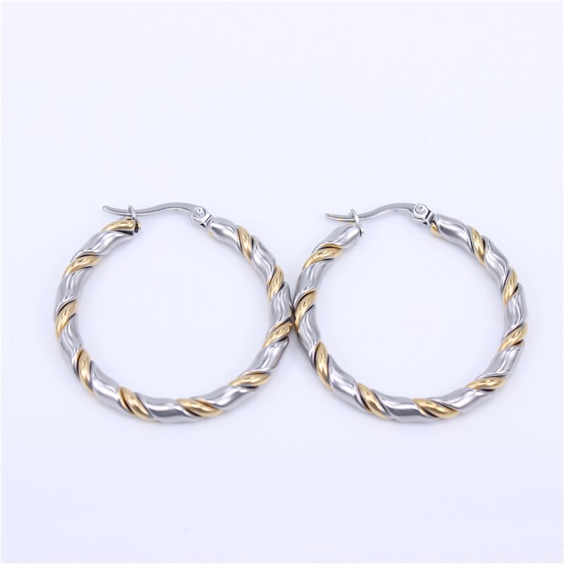 gold color hoop earring 30mm35mm40mm outer diameter and 4mm thick Simple women wear every day LH679: silver color 35mm