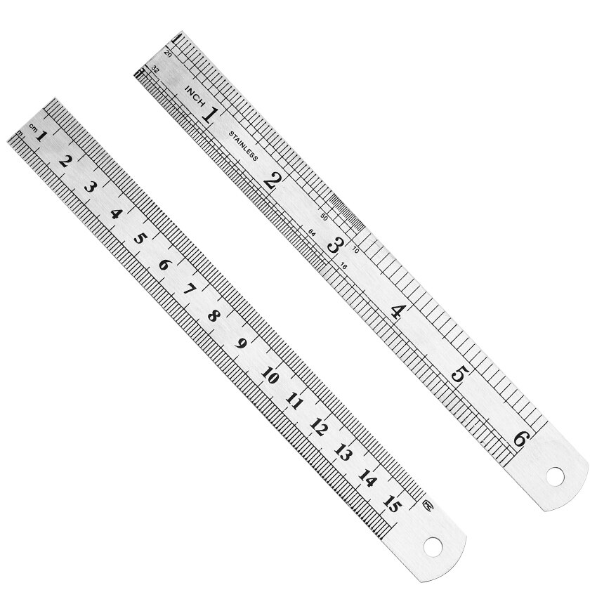 1PC Standard Ruler 15cm 6 Inch Stainless Steel Straight Ruler Double Sided Measuring Sewing Ruler Office School Accessories