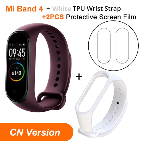 In Stock Xiaomi Mi Band 4 SmartBand MiBand 4 Bracelet Heart Rate Fitness tracker Bluetooth 5.0 50M Waterproof: CN Red N WhiteStrap