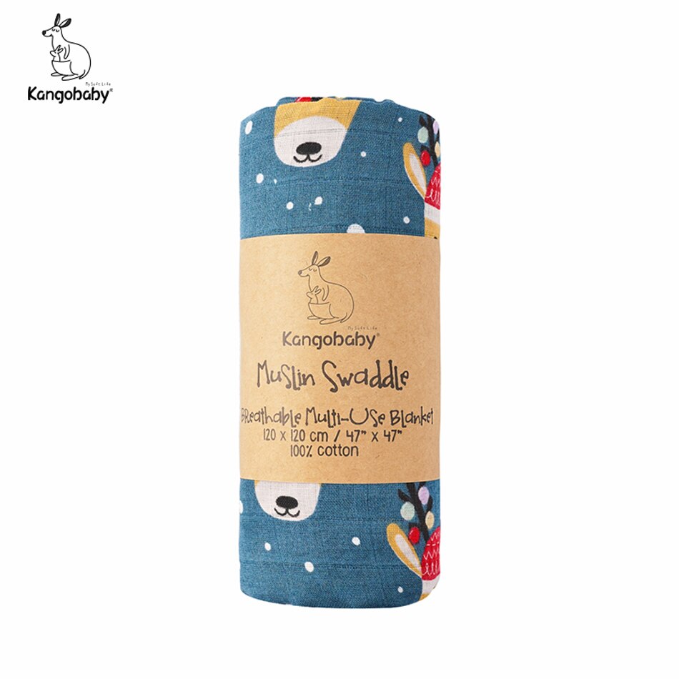 Kangobaby jul rensdyr muslin svøb baby tæppe ble wrap fotografering baggrund picnic tæppe 100%  bomuld: Default Title