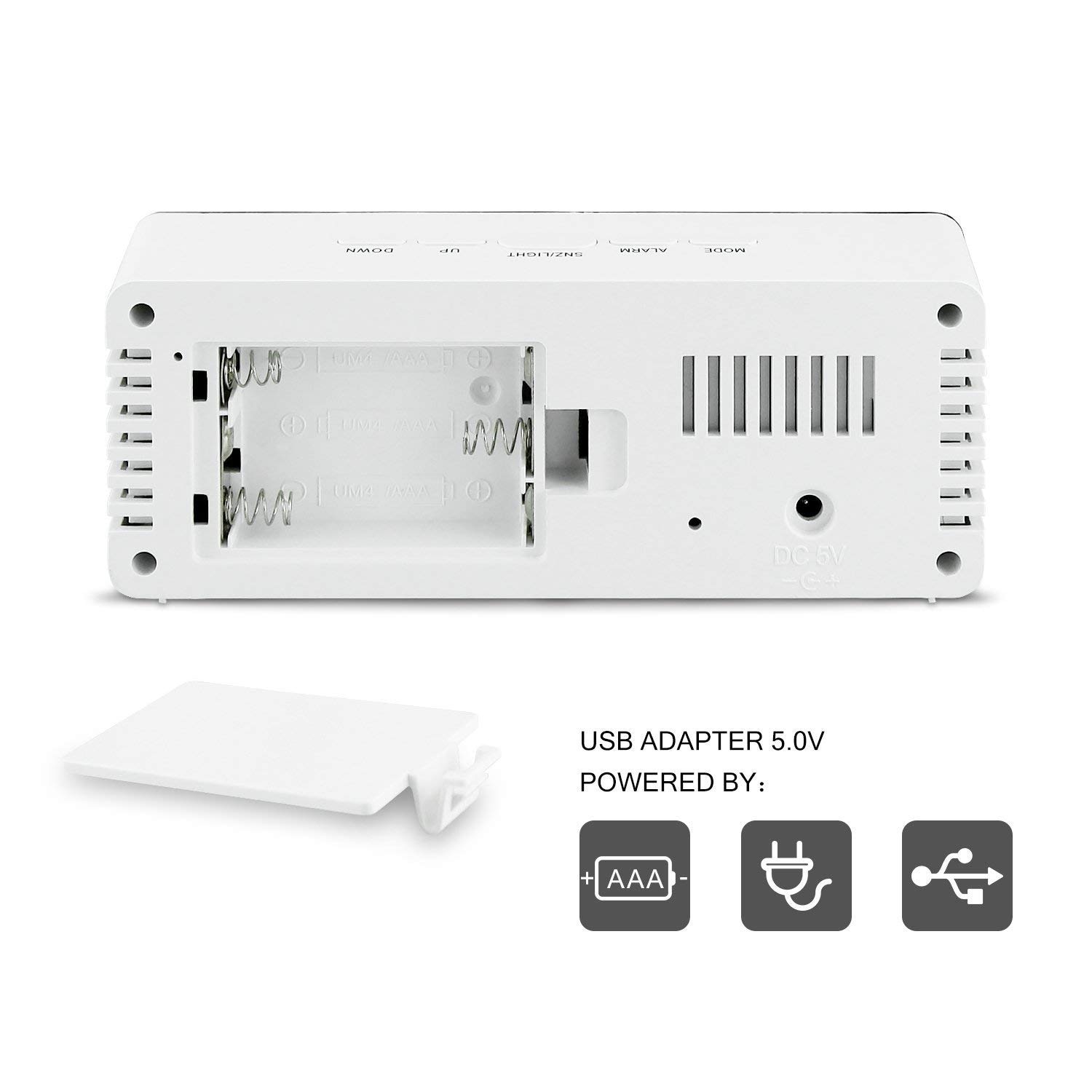 Led Spiegel Wekker Thermometer Digital Display Usb Dimbare Snooze Temperatuur Night Modus Licht Geheugenfunctie Bureauklok