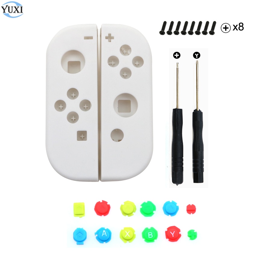 YuXi boîtier de boîtier blanc pour interrupteur NS JoyCon Joy Con contrôleur pour interrupteur Joy-Con couvercle avec boutons L R outils