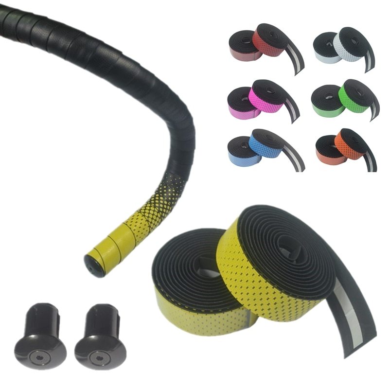 Pu cykel bånd cykel kork styr tape tape  +2 bar stik cykeltilbehør gradient cykel styr bånd
