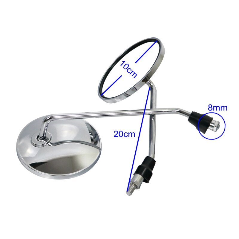 MoFlyeer miroir de vue arrière argent de moto, rétroviseurs de vue arrière de vélo électrique, miroir latéral de cyclomoteur 8mm rond