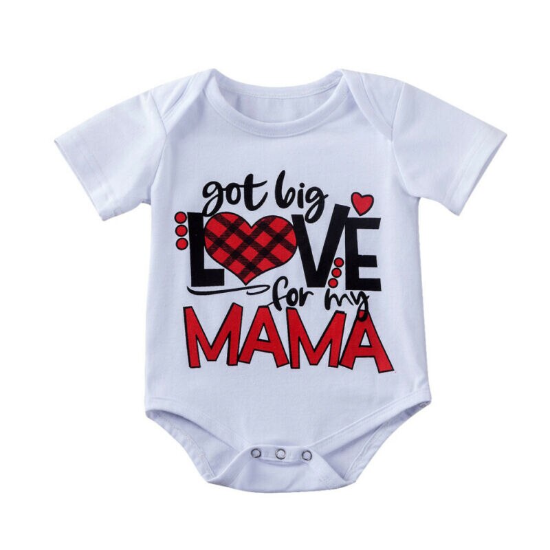 Valentijnsdag Kids Baby Meisje Jongen Bodysuit Kleding 0-18M Brief Print Korte Mouw Jumpsuits Algehele Outfit zomer