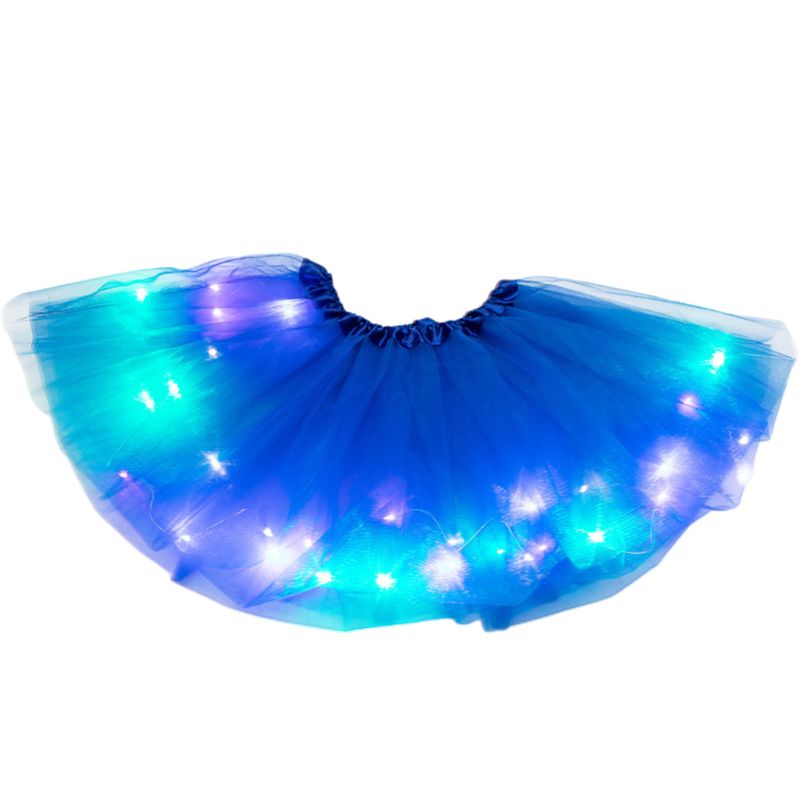 Kleine Meisjes Led Light Up Tutu Rok Neon Kleurrijke Lichtgevende Party Dance De Rok: Royal Blue