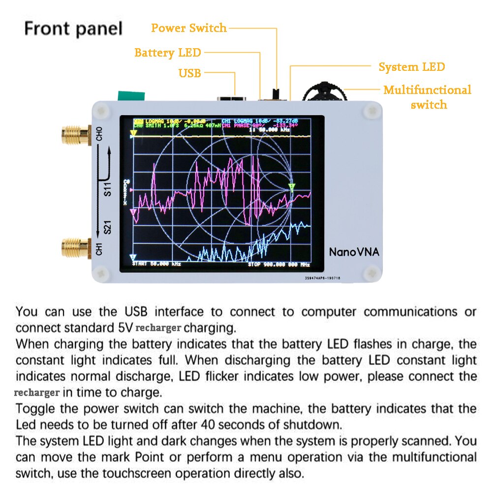 Analyseur de réseau Nano vectoriel tenu dans la main 50 KHz-900 MHz affichage numérique ondes courtes MF HF VHF UHF analyseur d'antenne onde debout