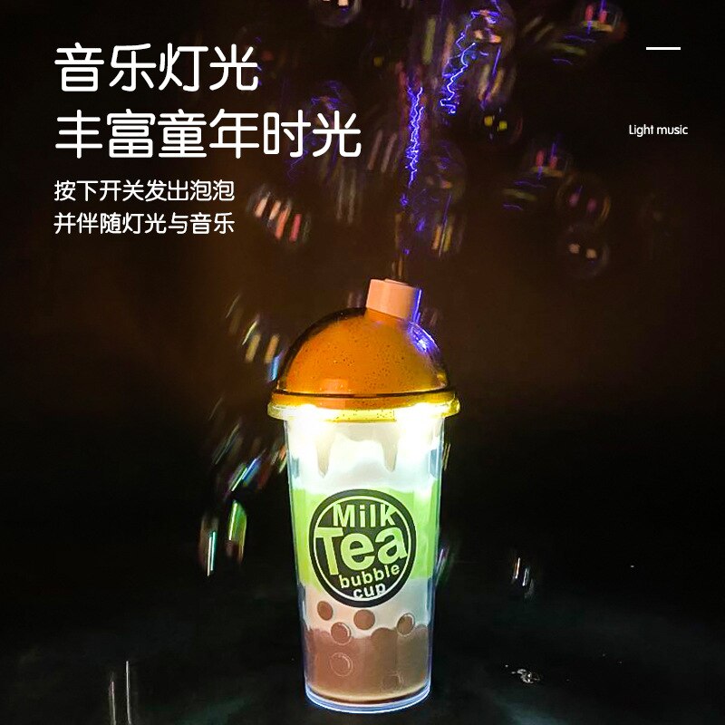 Melk Thee Cup Bubble Machine Automatische Bubble Blower Maker Knipperende Klinkende Voor Kids Kinderen Outdoor Indoor Party Games Speelgoed