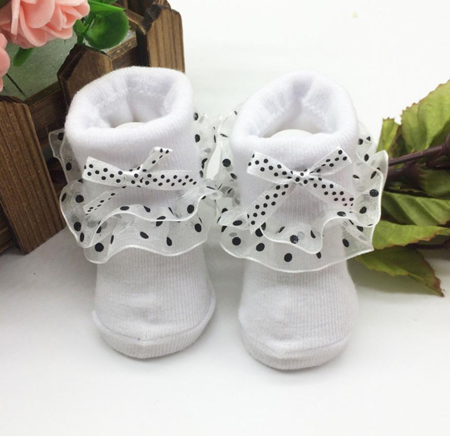 Warm Baby s Peuters Gekamd Floor Katoen Enkel Meisjes Bowknots Floor Katoen Winter Sok BTTF: White