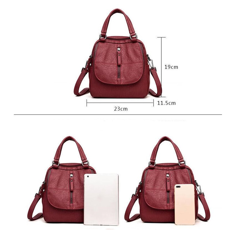 Women Backpacks Shoulder Crossbody Bags For Girl Bookbags Solid Small Schoolbags Travel Bag Black Red