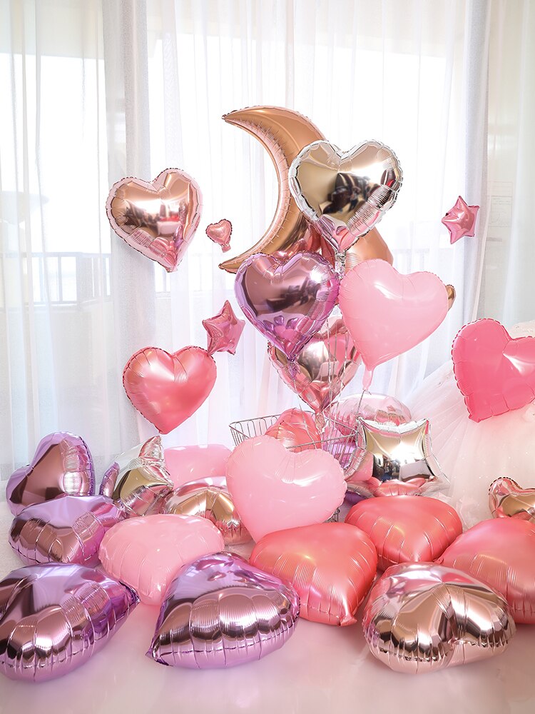 10 stk/parti 5in baby shower fest folie ballon pink&blå hjerteformet helium luftkugle bryllup fødselsdagsfest dekoration balloner