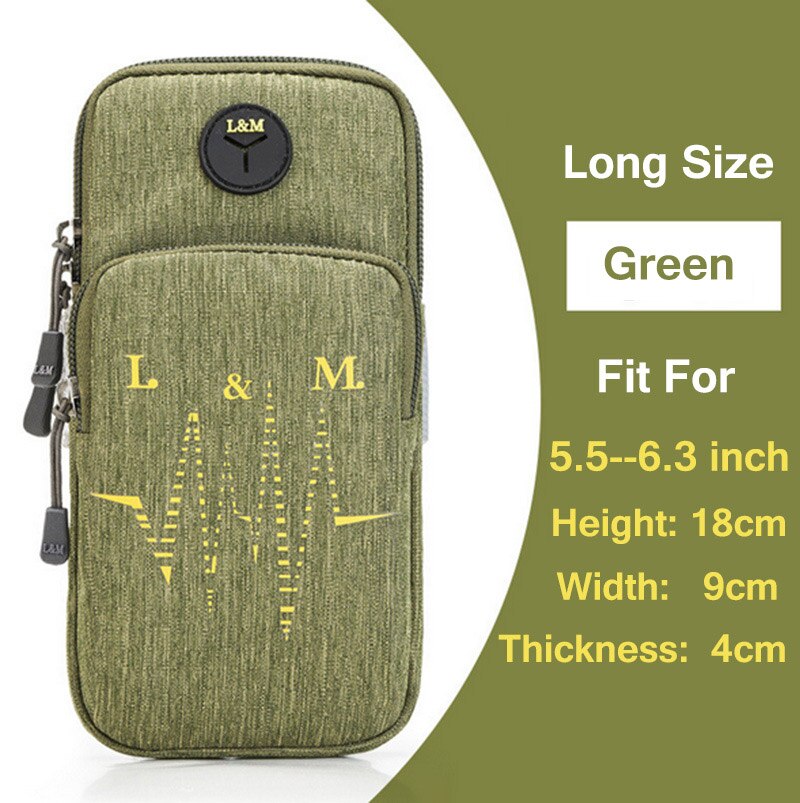 Universele Smartphone Armband Sport Running Bag Case Voor LG Stylus 3 Waterdichte Mobiele Telefoon Houder Voor LG X Screen K500N 5 inch: L size -- Green