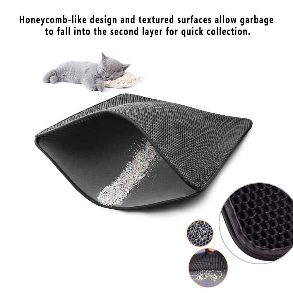 Cat Litter Trapping Mat Double Layer Honeycomb Foldable Tray Trap Pad AU: 55X75