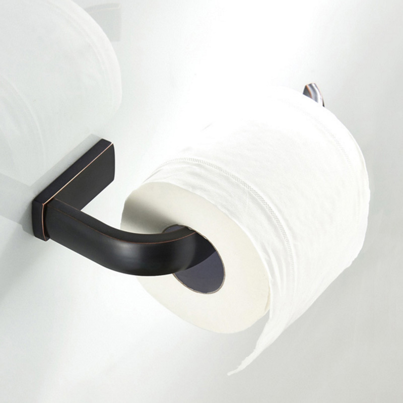 Guld toiletrulleholder sort bronze hvid krom dekorative toiletpapir håndklædeholdere antik retro køkkenpapirstativ: Sort